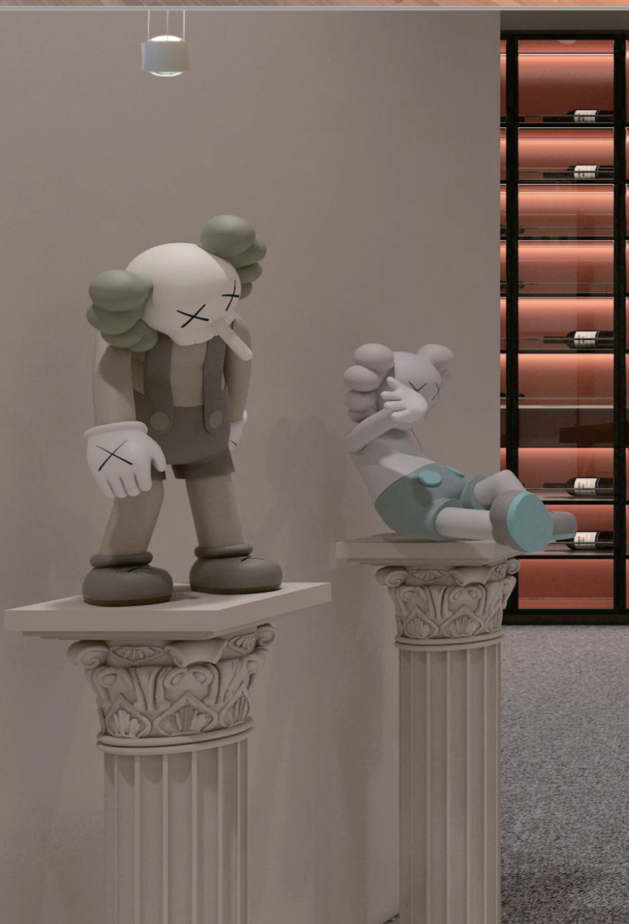 Art display lighting with LED spotlights