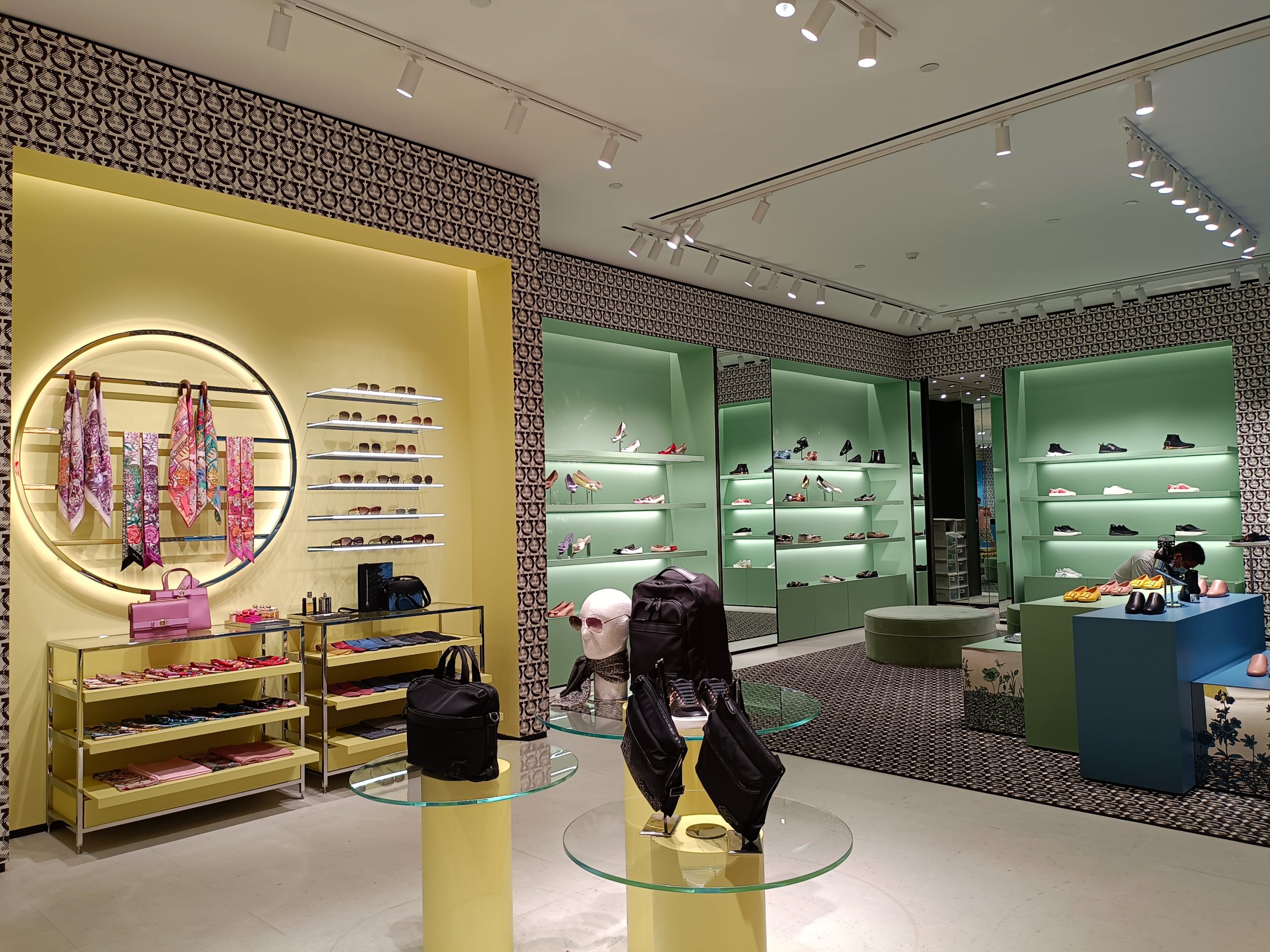 Designer boutique store lighting with track lighting