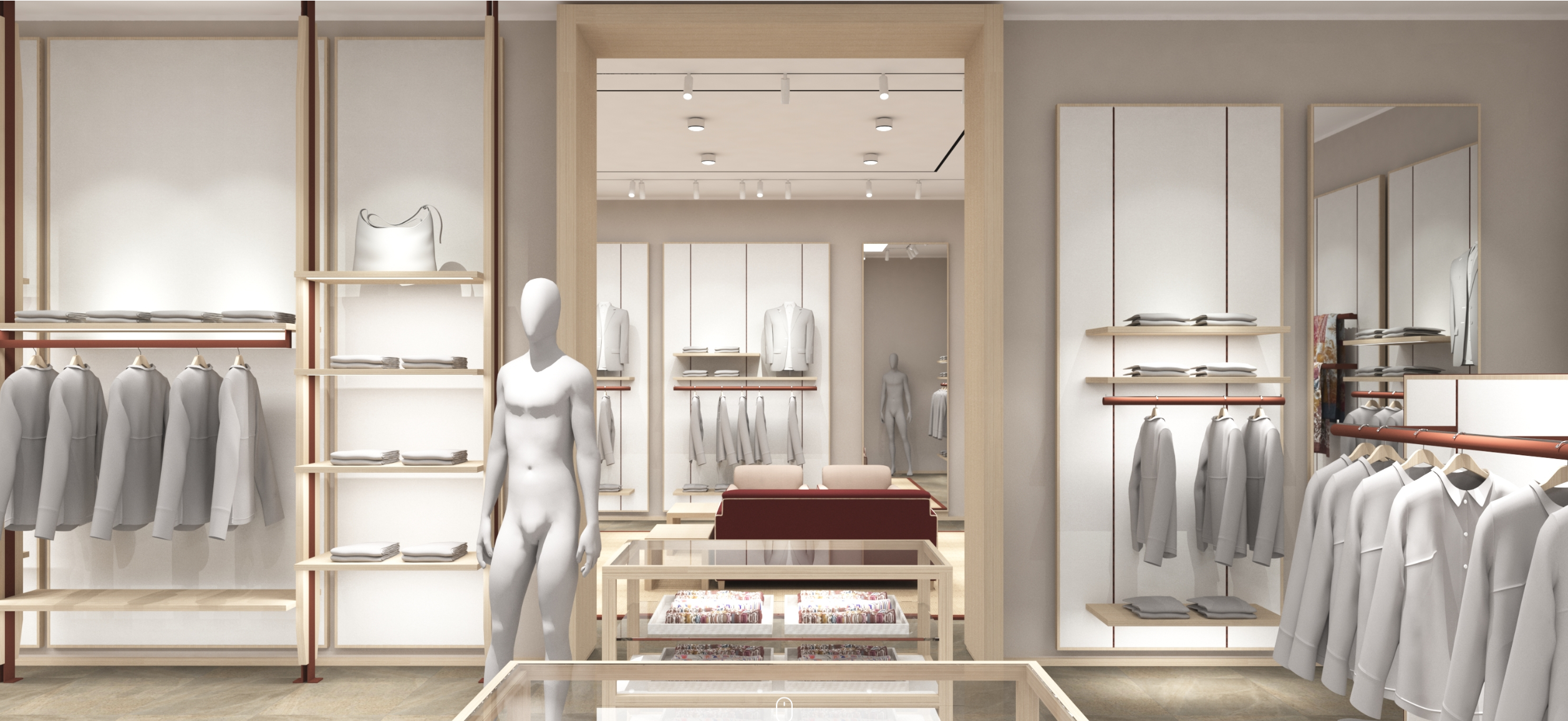 Retail showroom lighting with LED track lighting