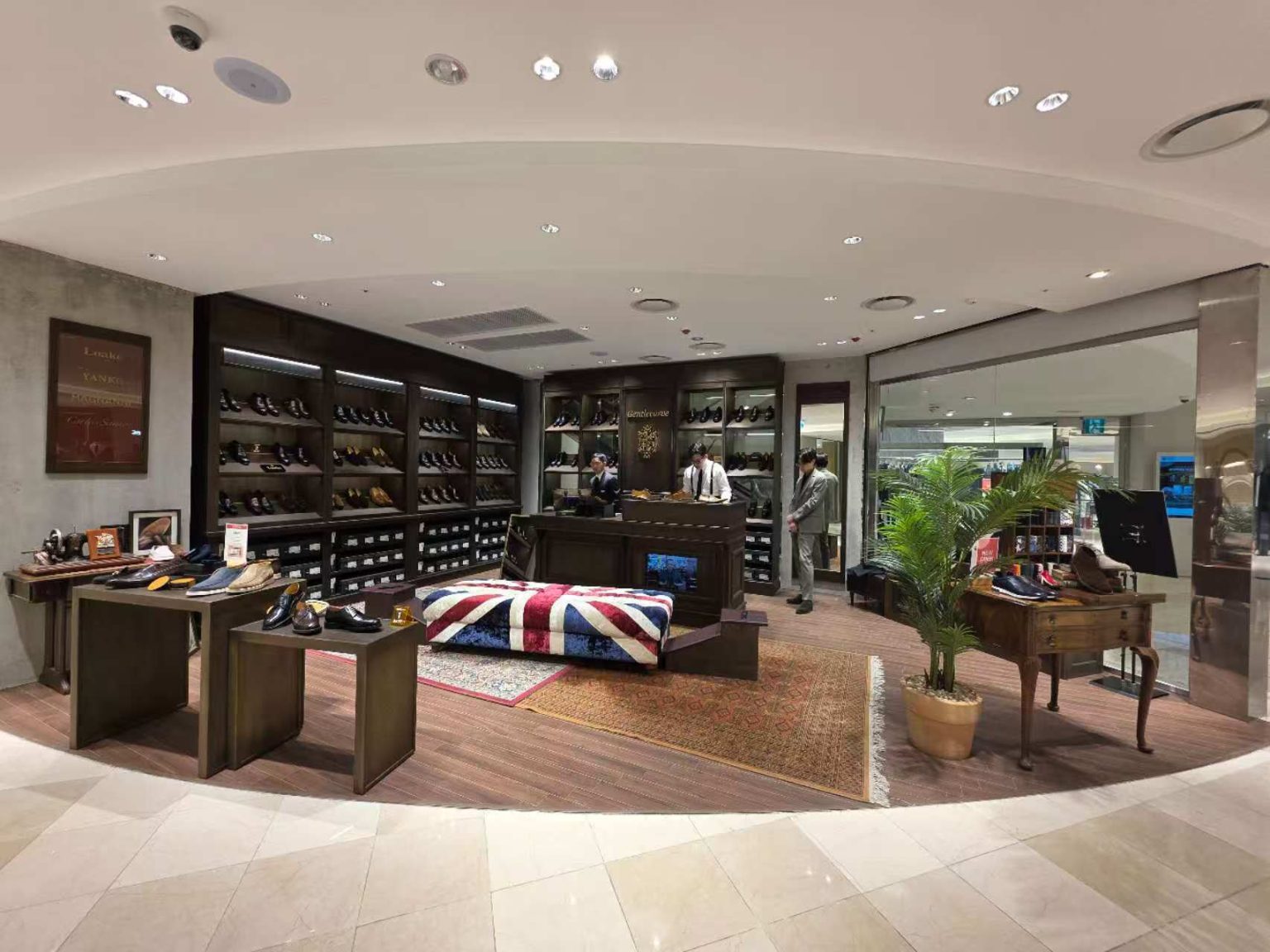 Luxury shoe retail store lighting with recessed LED downlights inside Lotte Department Store Korea