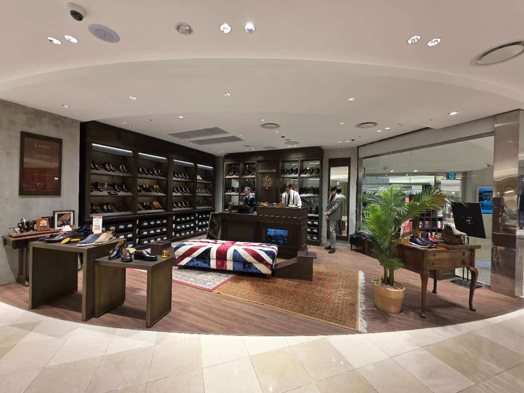 Luxury shoe retail store lighting with recessed LED downlights inside Lotte Department Store Korea