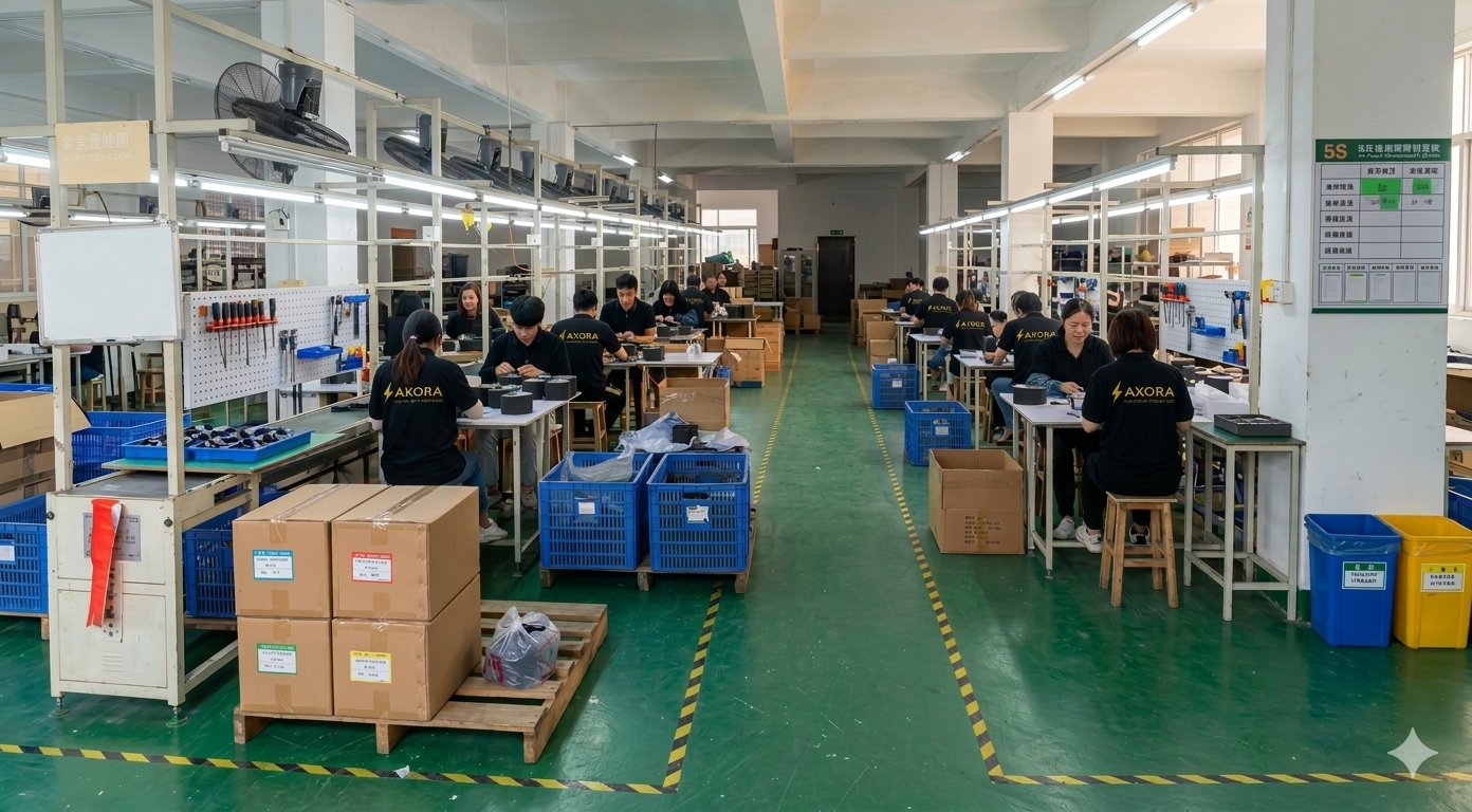 LED commercial lighting production and assembly line in factory manufacturing workshop