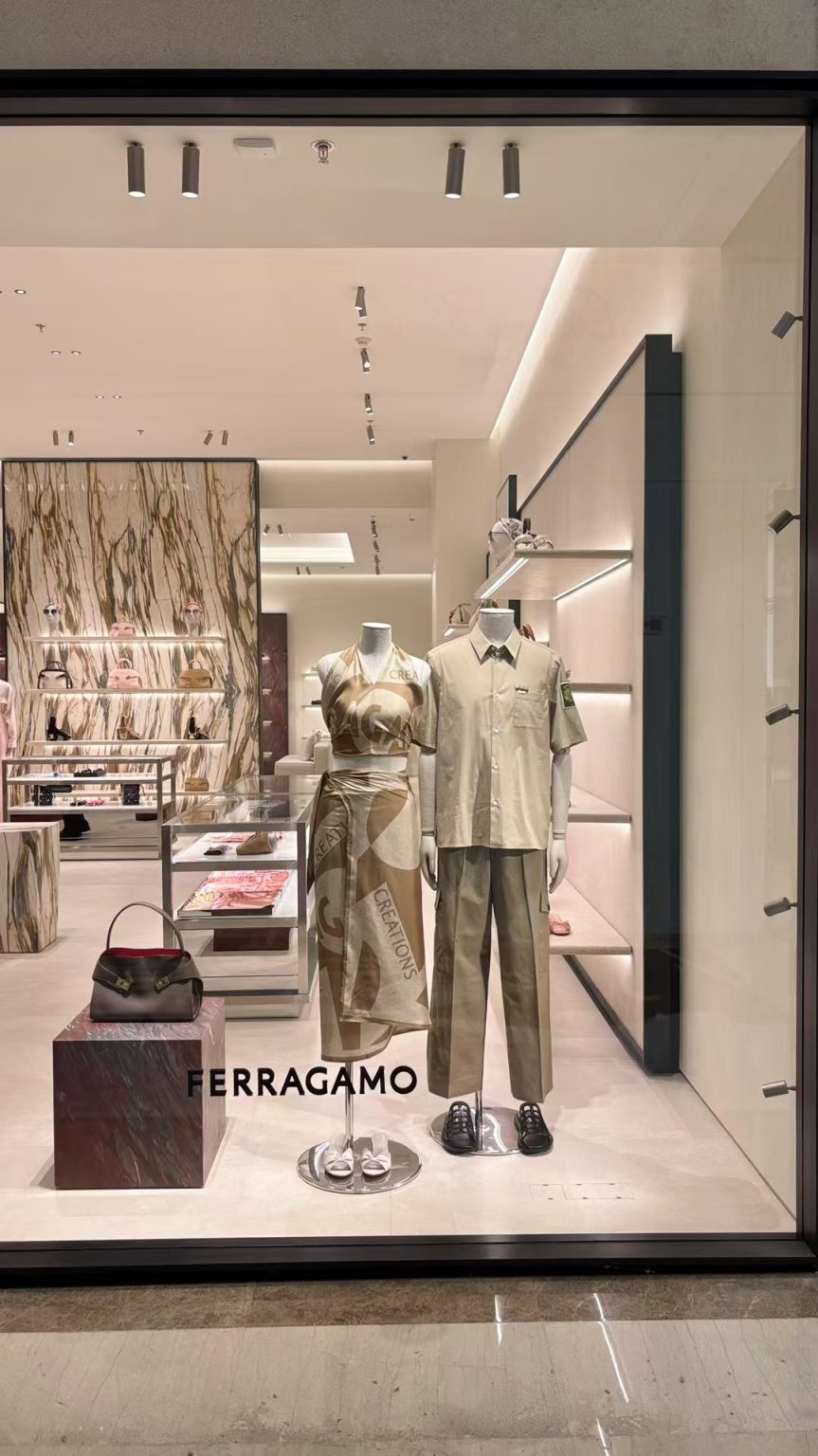Ferragamo luxury boutique retail lighting with LED track lights