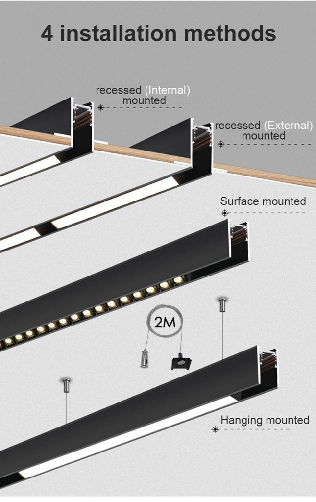 Magnetic track lighting installation types recessed surface suspended