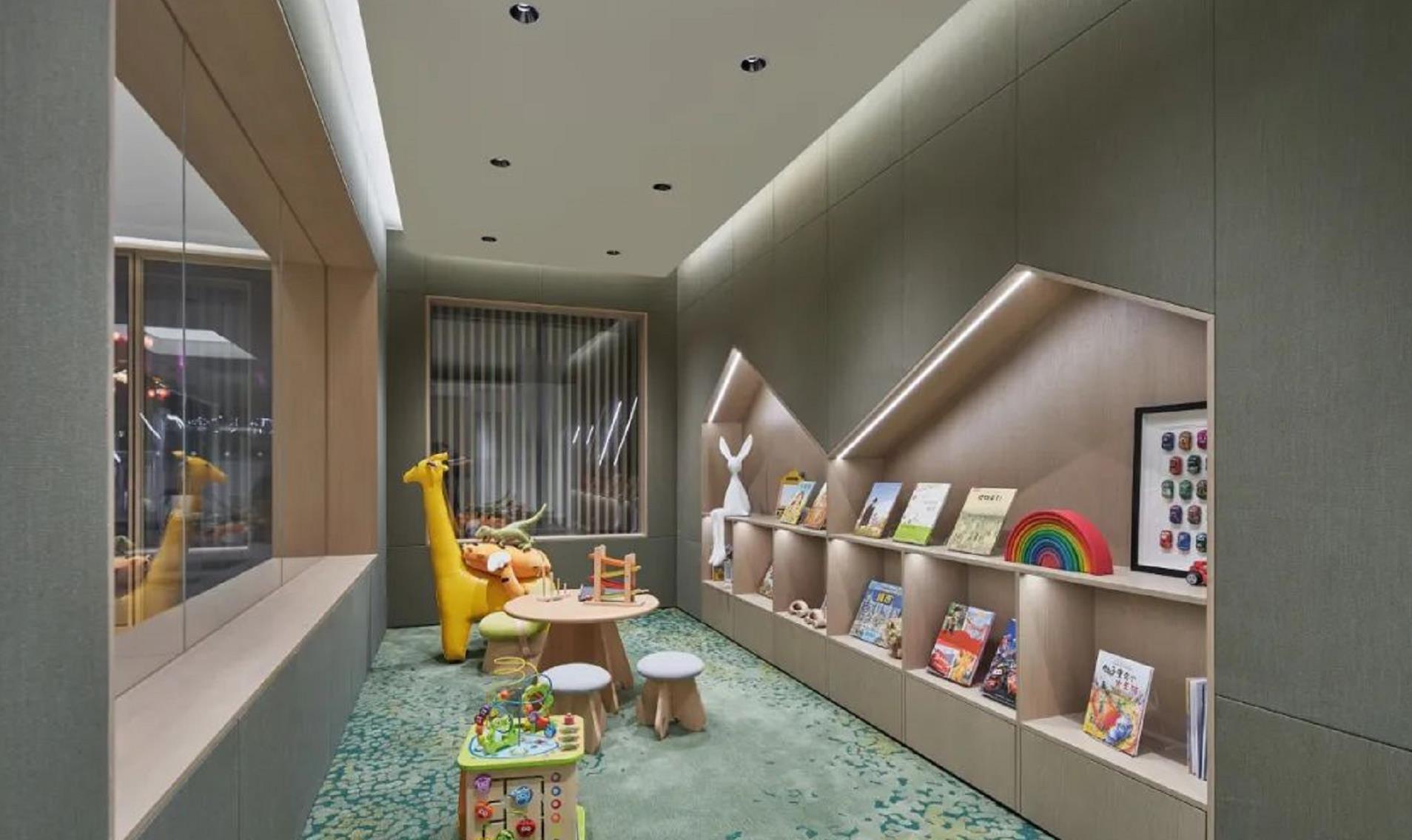 display shelving and accent lighting in NIO showroom highlighting interior architectural details