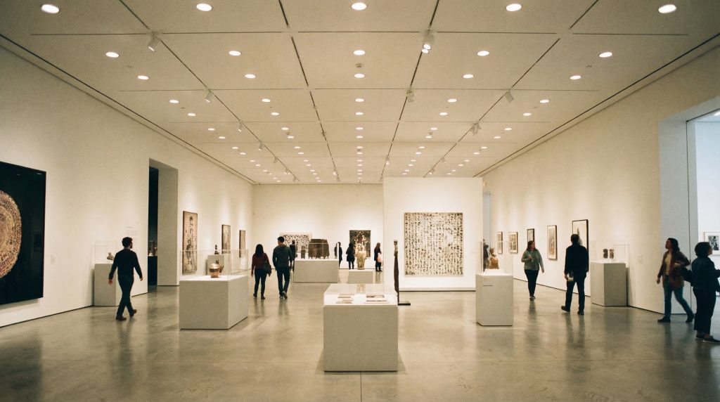 recessed downlights providing ambient lighting in modern showroom