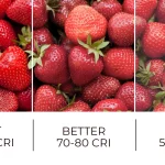 Color rendering index comparison showing difference between low CRI and high CRI lighting