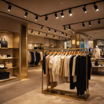 Retail store lighting design using track lighting and spotlights