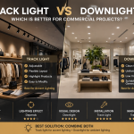 Track lighting vs downlight comparison in retail store
