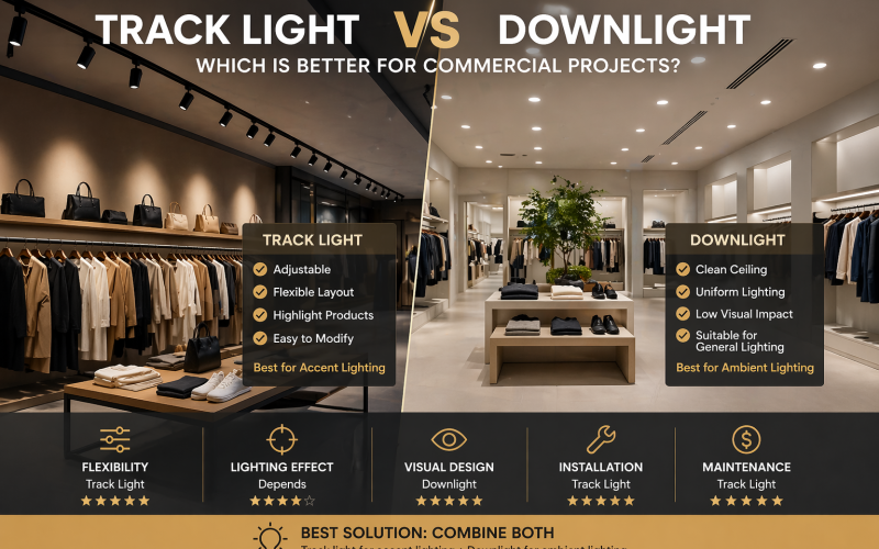 LED Track Light vs Downlight: Which Is Better for Commercial Projects?