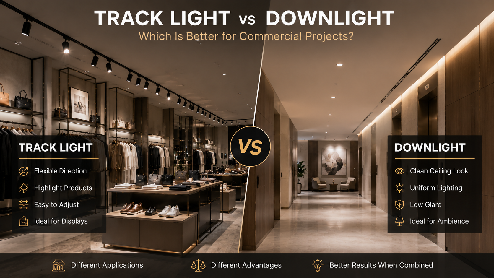 Track Light vs Downlight: Which Is Better for Commercial Projects?