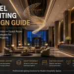 Luxury hotel lobby lighting design using downlights linear lighting and decorative fixtures