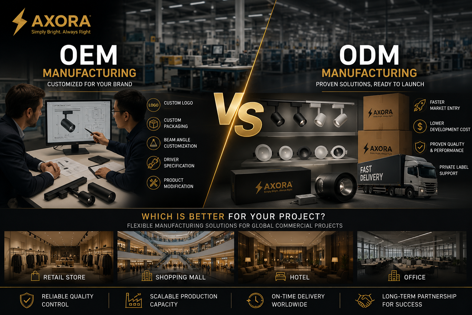 OEM vs ODM Lighting Manufacturing: Which Is Better for Commercial Projects?