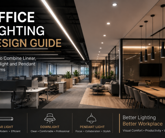 Office Lighting Design Guide: How to Combine Linear, Downlight and Pendant Systems