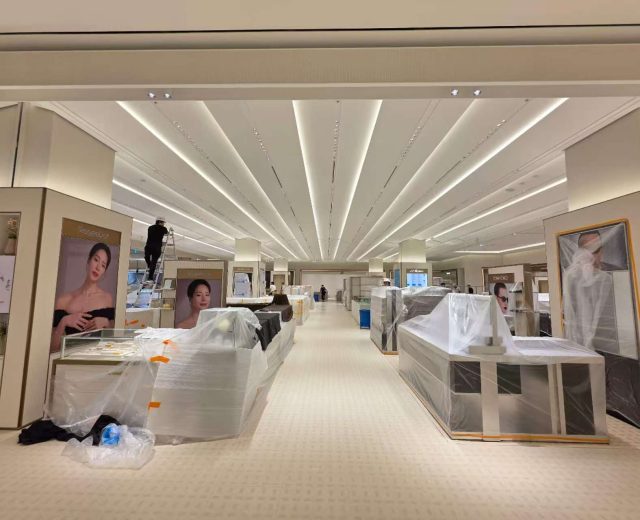 AXORA commercial lighting installation for retail store using LED linear lighting